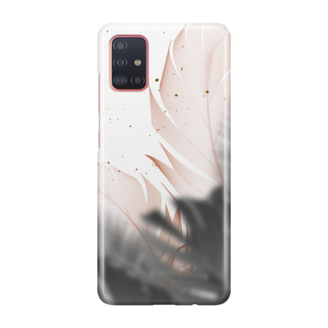 Image of Samsung Galaxy A51 (2019) Hardcase Schutzhülle Feder Design - Grau / Roségold bei Apfelkiste.ch