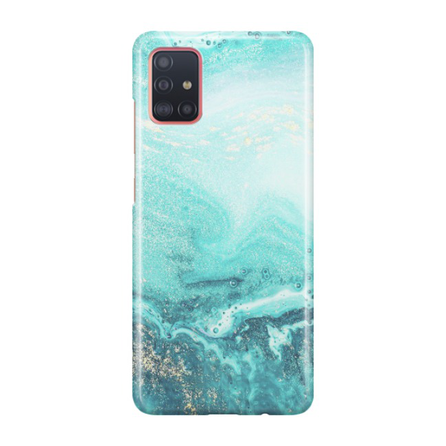 Image of Samsung Galaxy A51 (2019) Hardcase Schutzhülle Marmor Marble Glitzer - Türkis / Gold bei Apfelkiste.ch