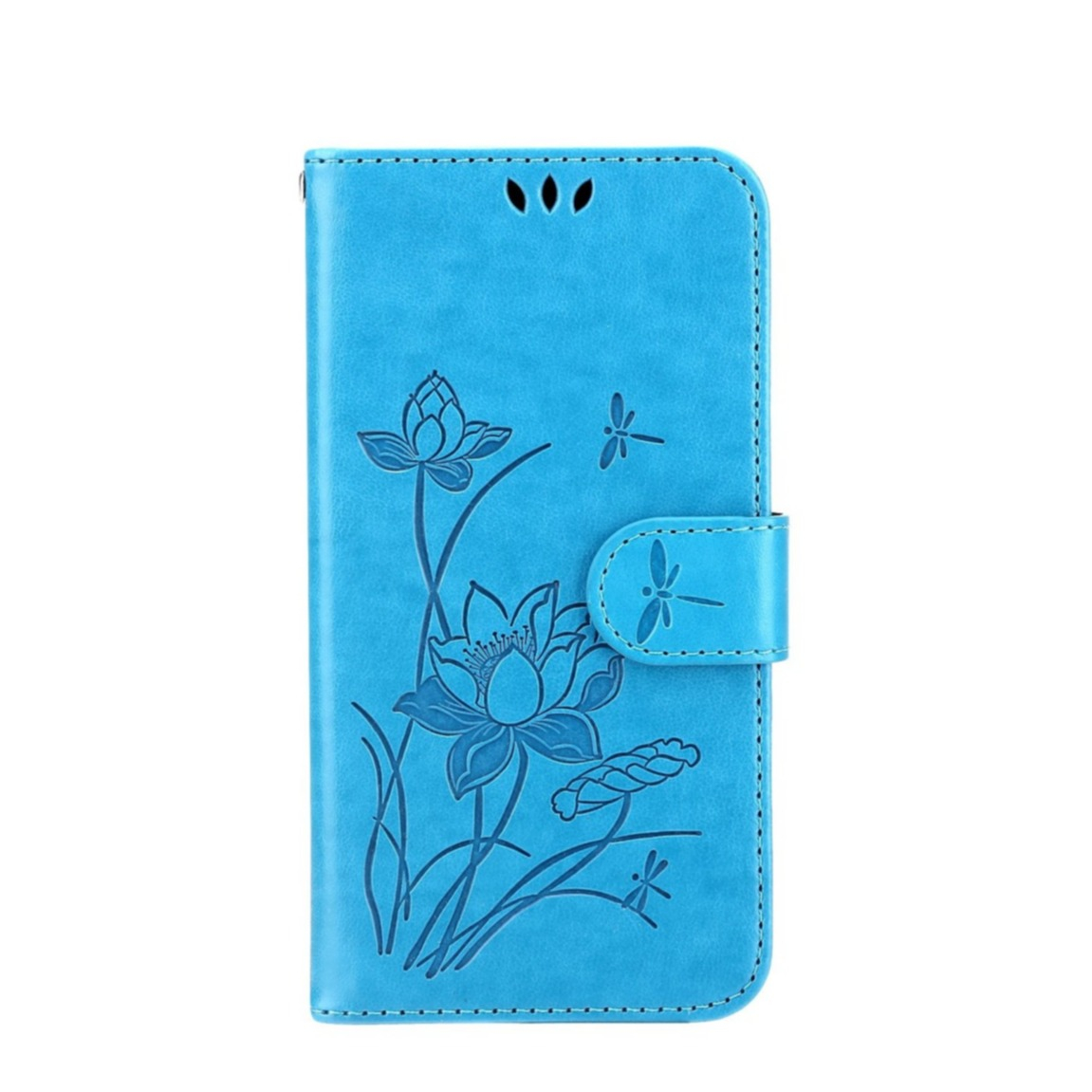 Image of Samsung Galaxy A53 5G Leder Tasche Flip Cover Lotus Blumen Imprint - Blau bei Apfelkiste.ch
