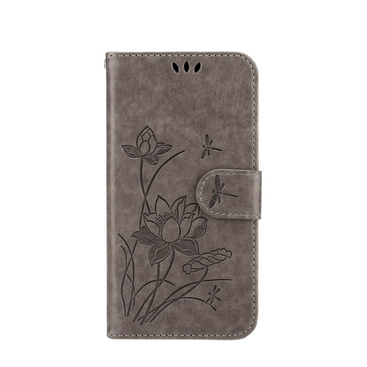 Image of Samsung Galaxy A53 5G Leder Tasche Flip Cover Lotus Blumen Imprint - Grau bei Apfelkiste.ch