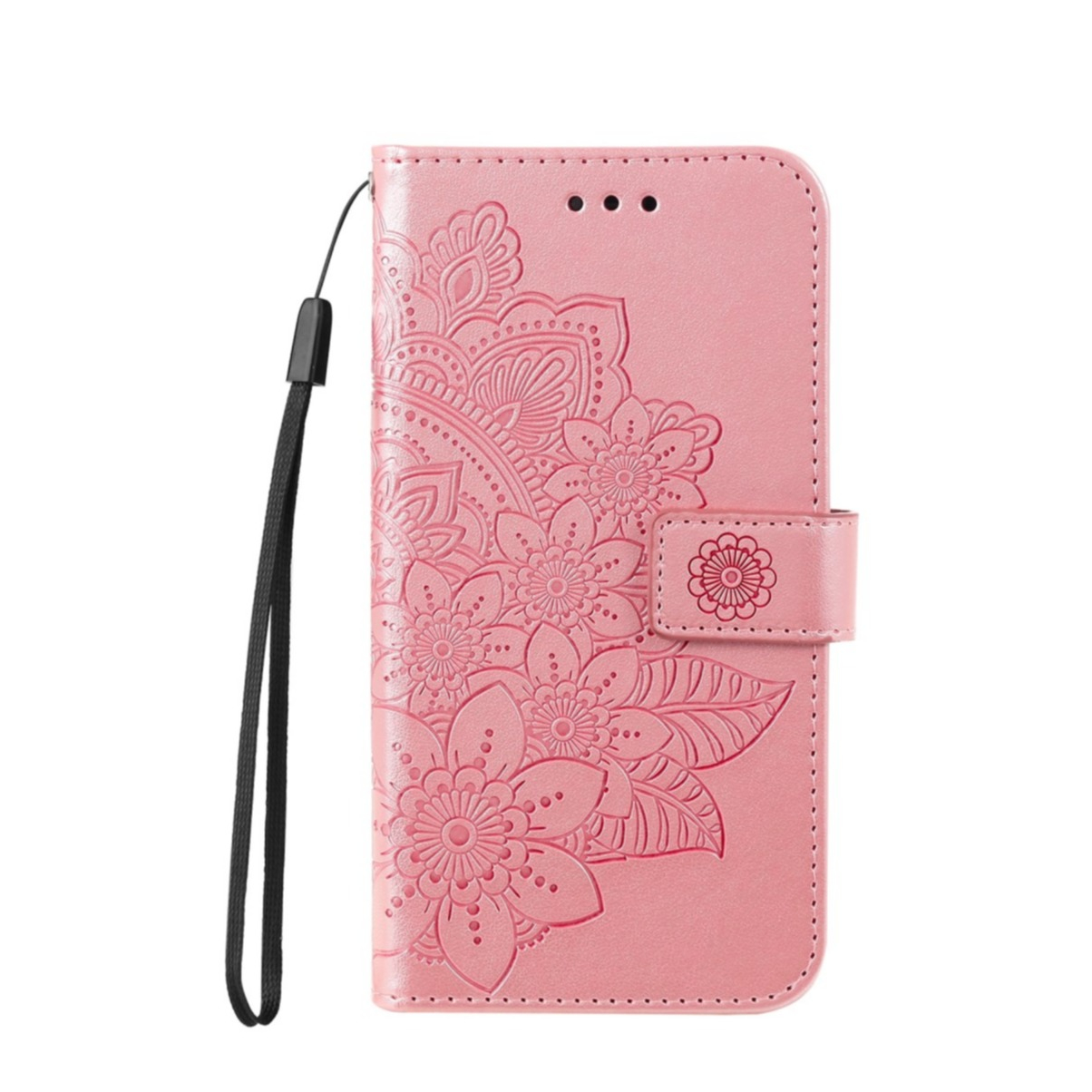 Image of Samsung Galaxy A53 5G Leder Tasche Flip Cover Wallet - Mandala Flowers - Roségold bei Apfelkiste.ch