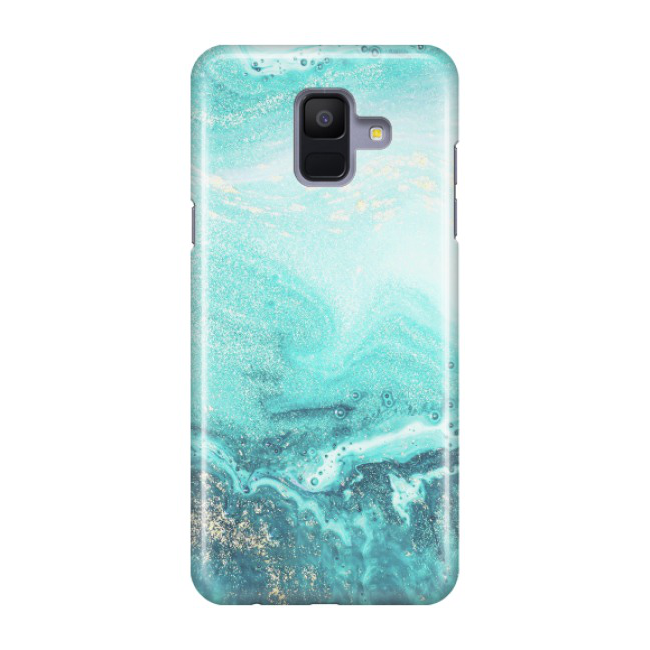 Image of Samsung Galaxy A6 (2018) Hardcase Schutzhülle Marmor Marble Glitzer - Türkis / Gold bei Apfelkiste.ch