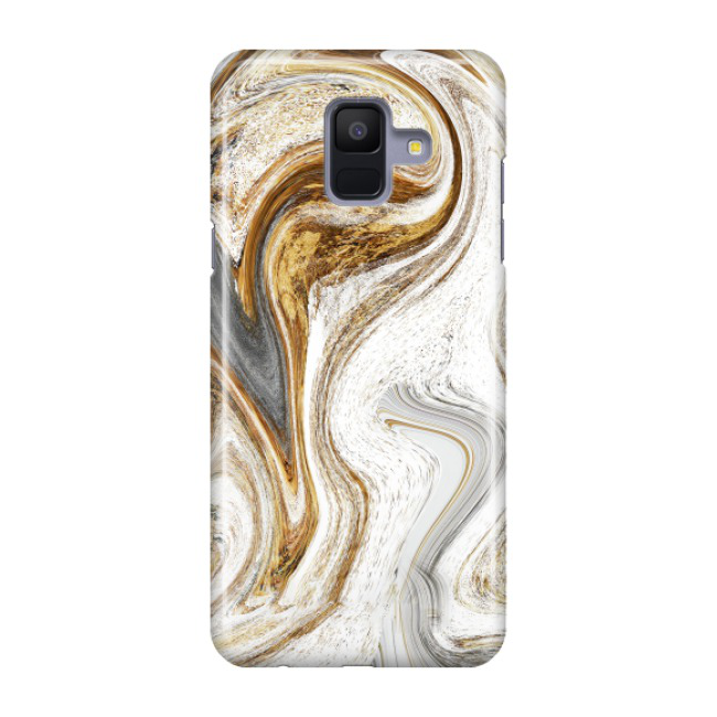 Image of Samsung Galaxy A6 (2018) Hardcase Schutzhülle Marmor Marble - Weiss / Gold bei Apfelkiste.ch