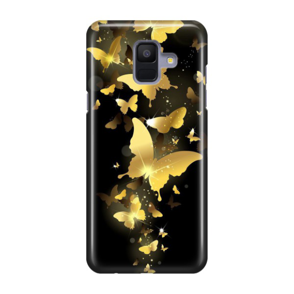Image of Samsung Galaxy A6 (2018) Hardcase Schutzhülle Schmetterling - Schwarz / Gold bei Apfelkiste.ch