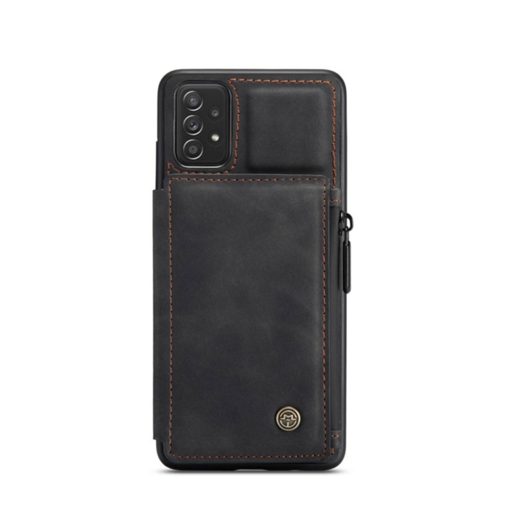 Image of Caseme - Samsung Galaxy A72 / A72 5G Leder Schutzhülle mit Münzbeutel + 3 Kartenfächern - Schwarz bei Apfelkiste.ch