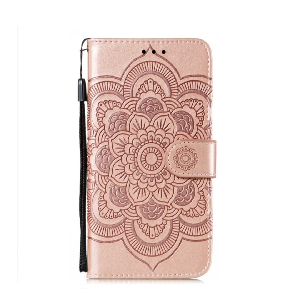 Image of Samsung Galaxy A72 / A72 5G Leder Tasche Wallet - Mandala Flowers - Roségold bei Apfelkiste.ch