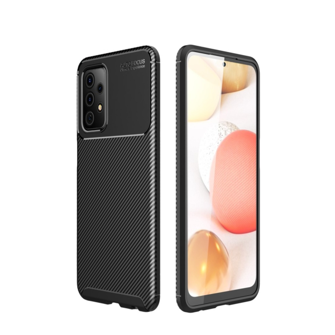 Image of Samsung Galaxy A72 / A72 5G Gummi Case Schutzhülle mit Air Cushion Fallschutz im Carbon Look - Schwarz bei Apfelkiste.ch