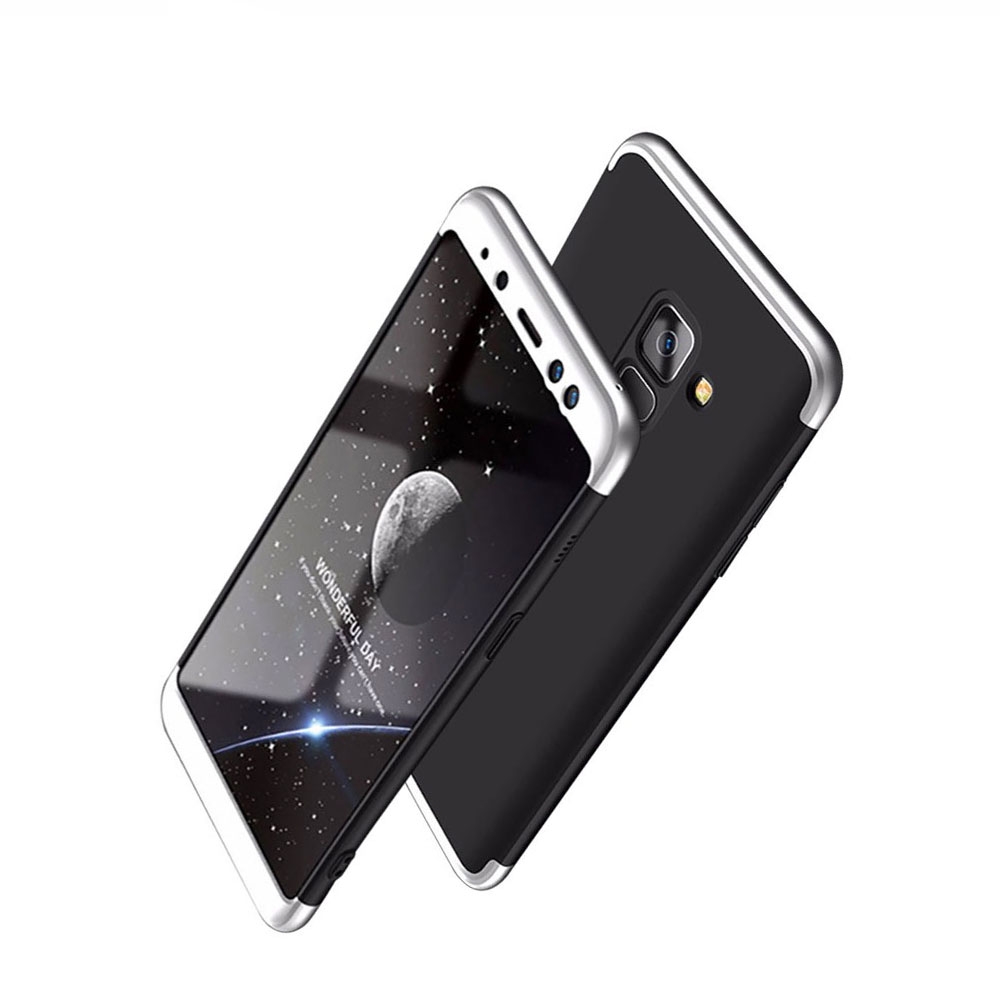 Image of Samsung Galaxy A8 (2018) Dual Hardcase Schutz Hülle - Schwarz / Silber bei Apfelkiste.ch