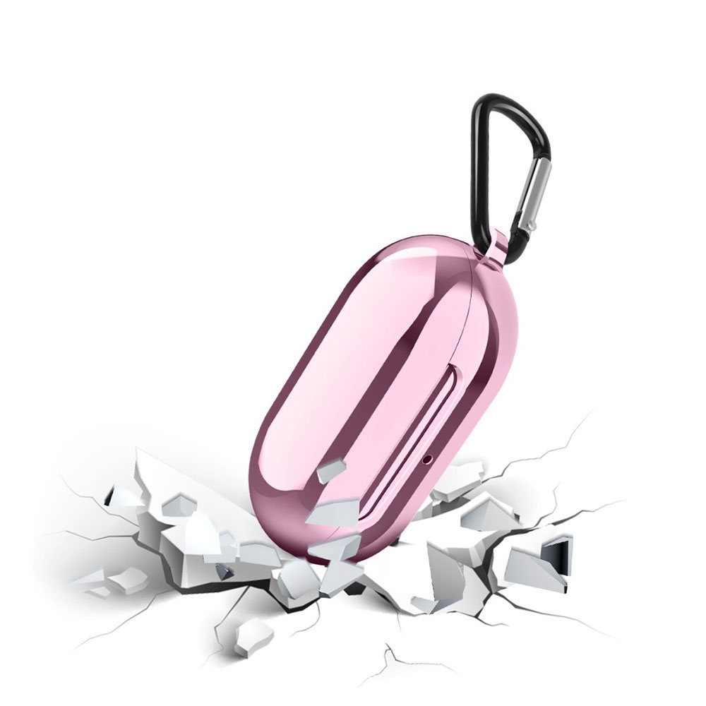 Image of Samsung Galaxy Buds+ / Galaxy Buds Galvanisierte Silikon Case Schutzhülle Abdeckung + Karabinerhaken - Roségold bei Apfelkiste.ch