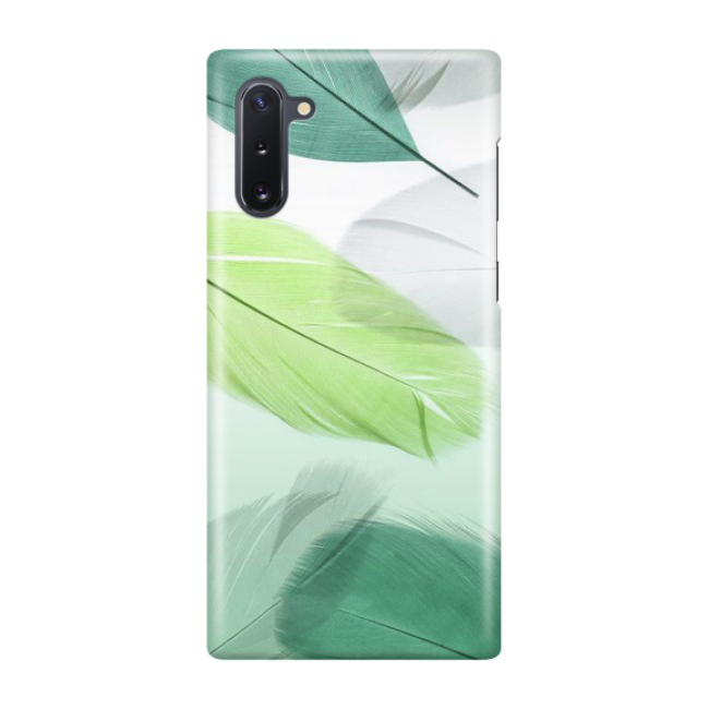 Samsung Galaxy Note 10 / 10 5G Hardcase Schutzhülle Federn - Grün / Weiss