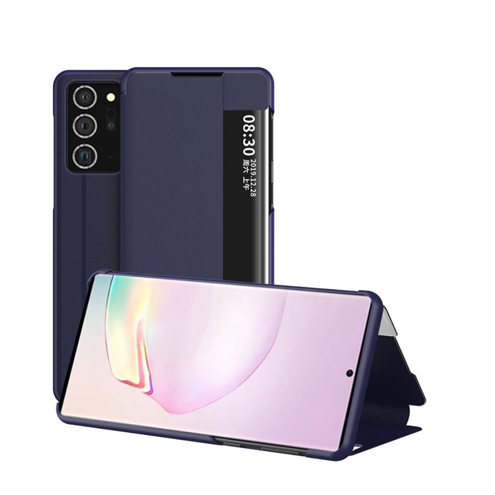 Image of Samsung Galaxy Note 20 Ultra / 20 Ultra 5G Leder Hülle Slim Window View Flip Case - Dunkelblau bei Apfelkiste.ch