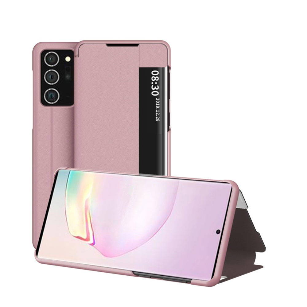 Image of Samsung Galaxy Note 20 Ultra / 20 Ultra 5G Leder Hülle Slim Window View Flip Case - Rosa bei Apfelkiste.ch