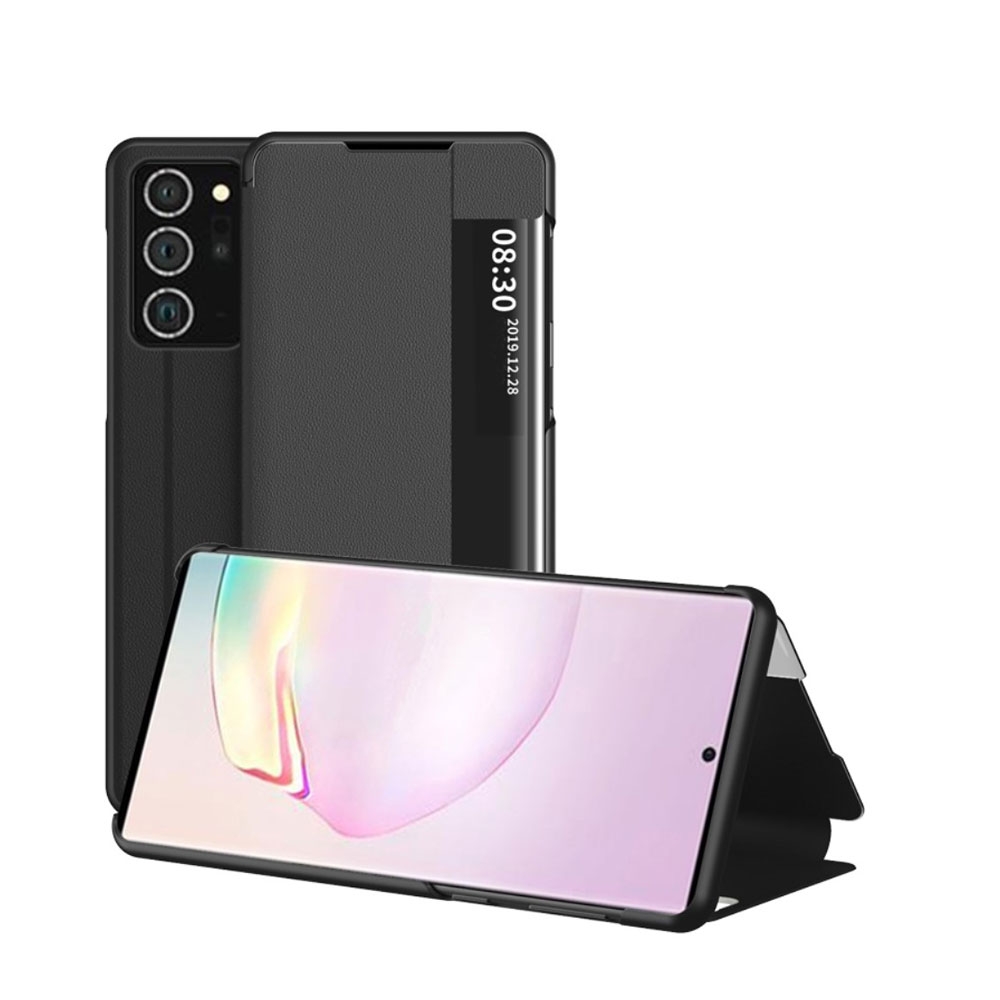 Image of Samsung Galaxy Note 20 Ultra / 20 Ultra 5G Leder Hülle Slim Window View Flip Case - Schwarz bei Apfelkiste.ch