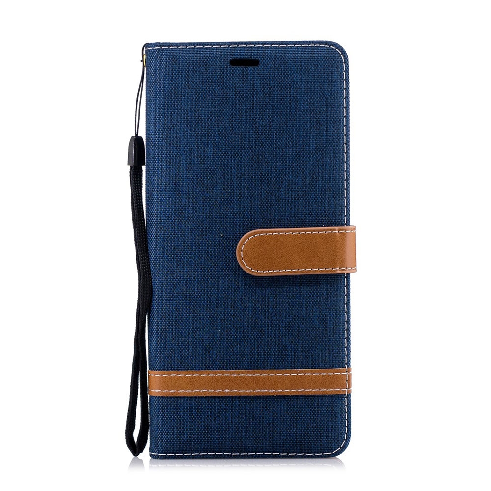Image of Samsung Galaxy Note 9 Stoff Tasche im Jeans Look mit Kartenfach + Magnetverschluss - Dunkelblau bei Apfelkiste.ch
