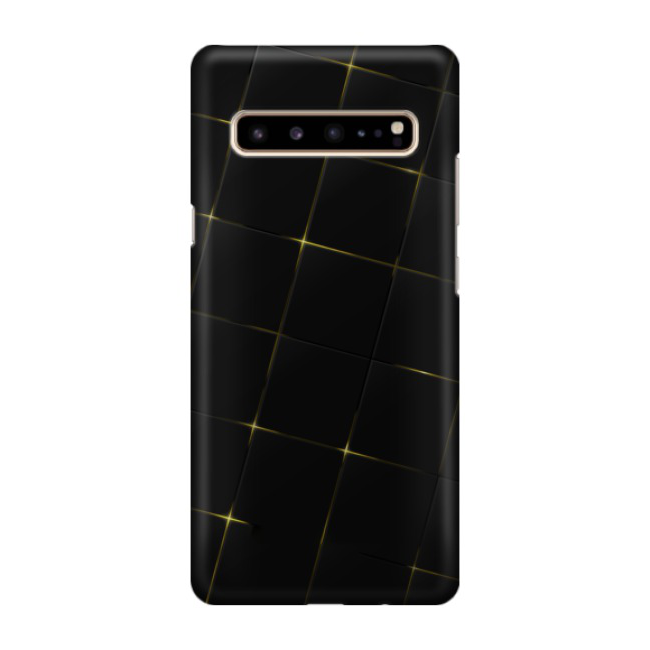 Image of Samsung Galaxy S10 5G Hardcase Schutzhülle Glitzer Karo Design - Schwarz / Gold bei Apfelkiste.ch