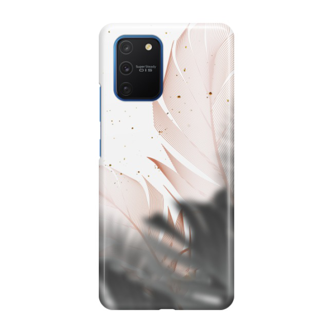 Image of Samsung Galaxy S10 Lite Hardcase Schutzhülle Feder Design - Grau / Roségold bei Apfelkiste.ch