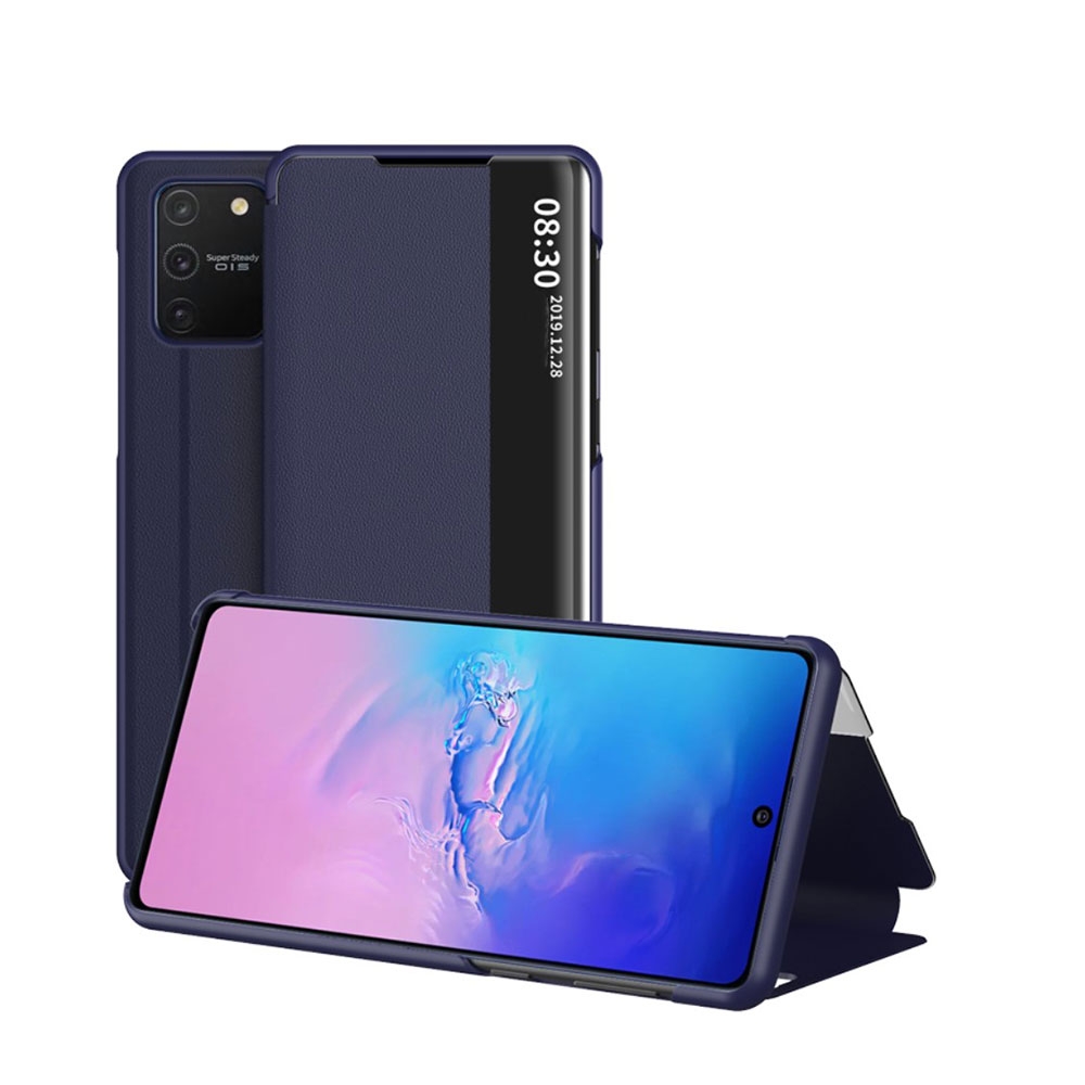 Image of Samsung Galaxy S10 Lite Leder Hülle Slim Window View Flip Case - Dunkelblau bei Apfelkiste.ch