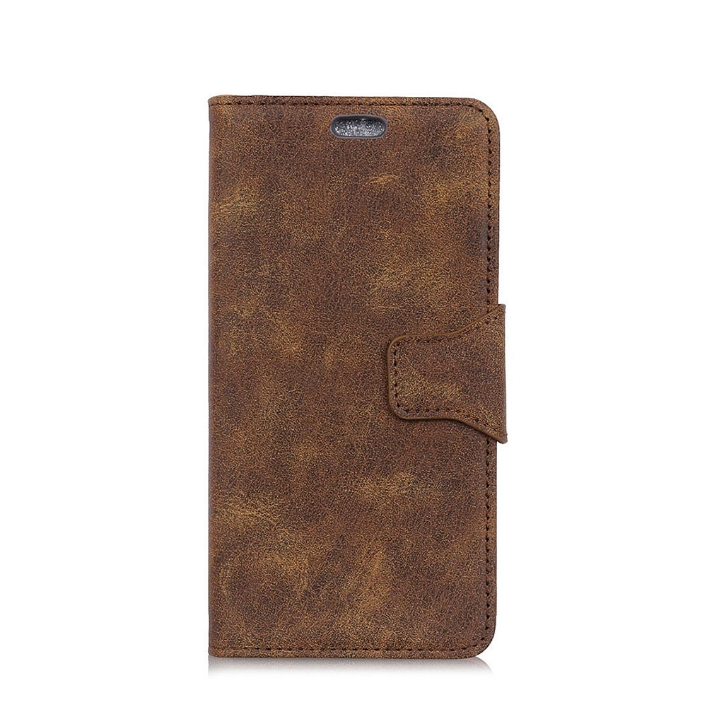 Samsung Galaxy S10+ Plus Vintage Leder Tasche Flip Cover mit Kartenfächer - Dunkelbraun