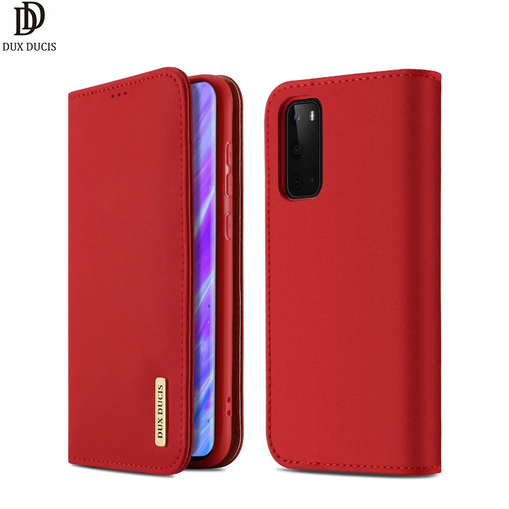 Samsung Galaxy S20 / S20 5G Flip Wallet Cover Echtleder Tasche Wish Series - Rot