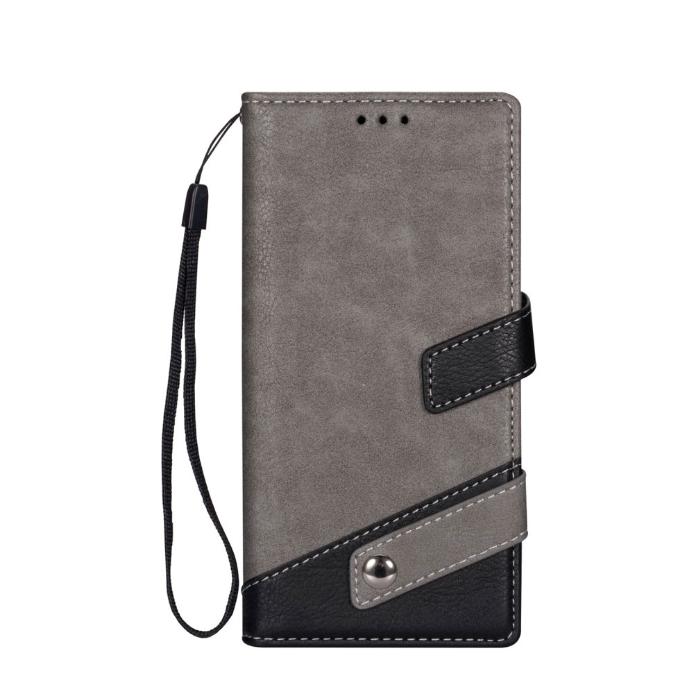 Image of Samsung Galaxy S20 / S20 5G Leder Tasche Flip Cover Dual Color im Litchi Look - Grau / Schwarz bei Apfelkiste.ch