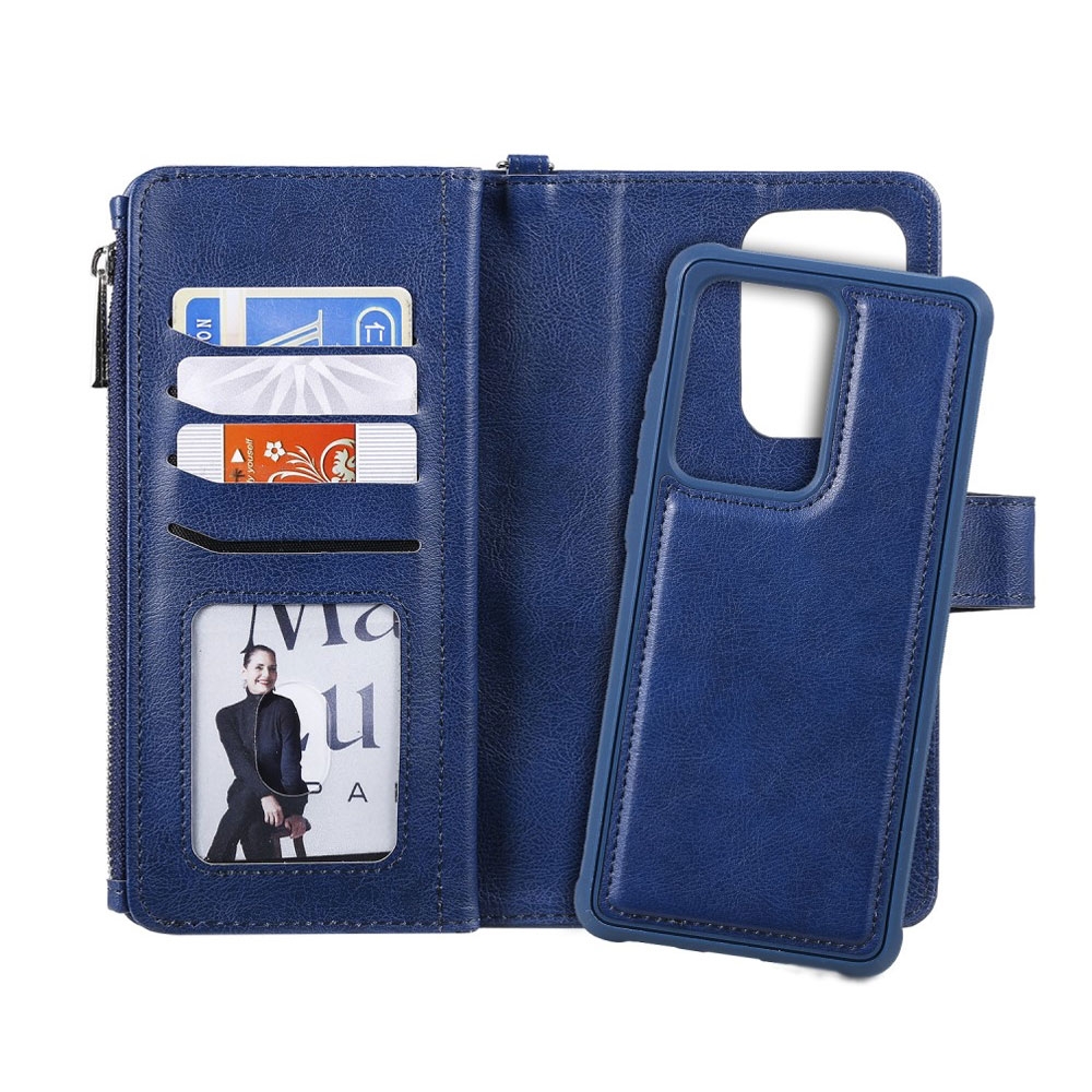 Samsung Galaxy S20 Ultra / S20 Ultra 5G 2in1 Leder Tasche mit Kartenfach Portemonnaie + Magnet Hülle - Blau