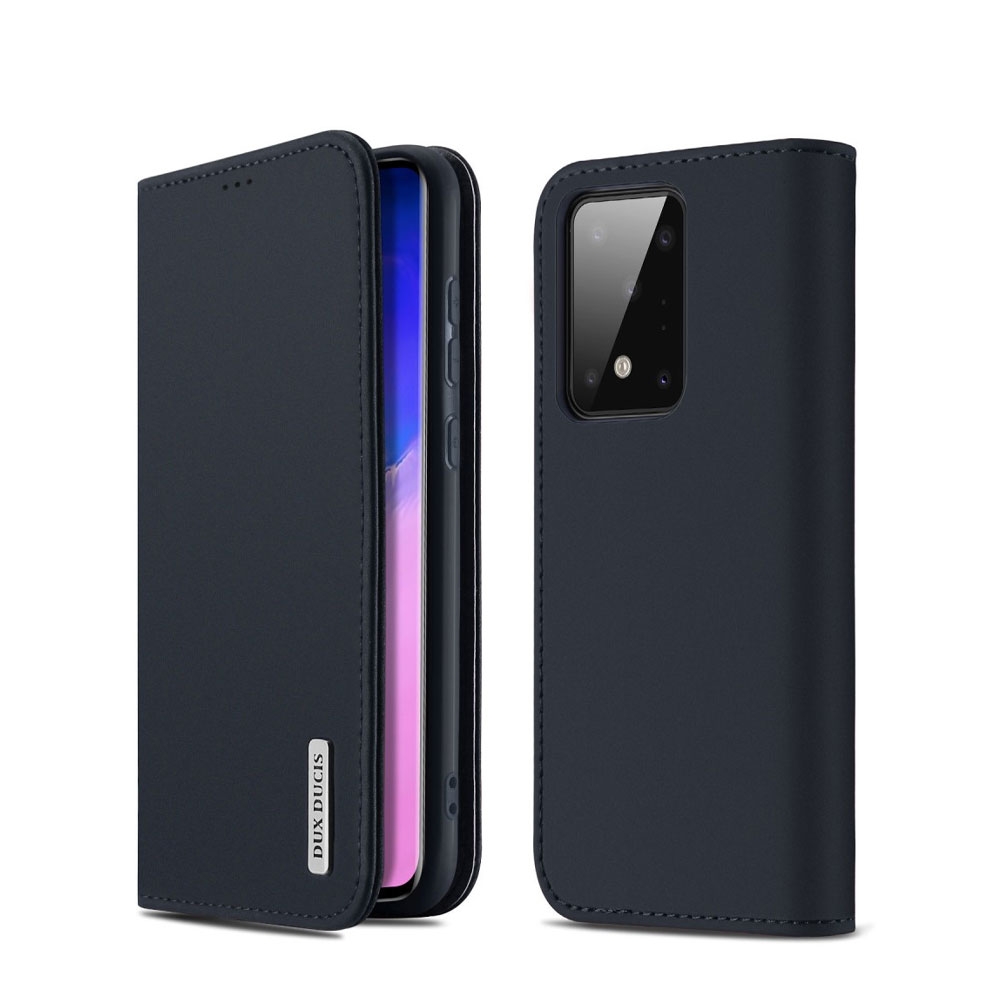 Image of Dux Ducis - Samsung Galaxy S20 Ultra / S20 Ultra 5G Flip Wallet Cover Echtleder Tasche Wish Series - Dunkelblau bei Apfelkiste.ch