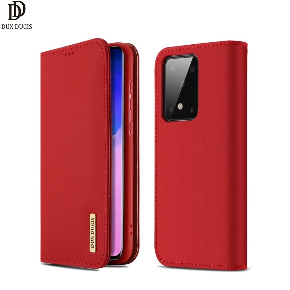 Samsung Galaxy S20 Ultra / S20 Ultra 5G Flip Wallet Cover Echtleder Tasche Wish Series - Rot