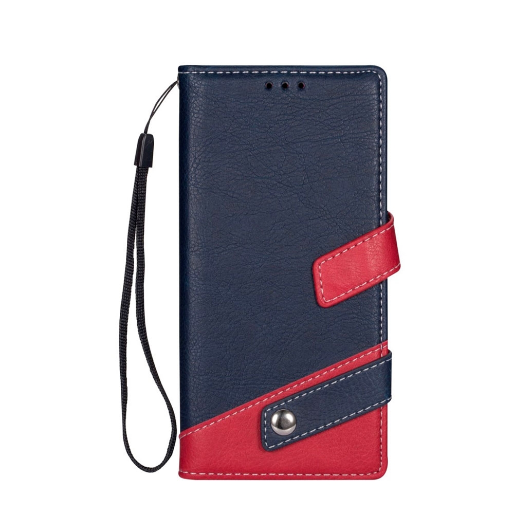 Samsung Galaxy S20 Ultra / S20 Ultra 5G Leder Tasche Flip Cover Dual Color im Litchi Look - Dunkelblau / Rot