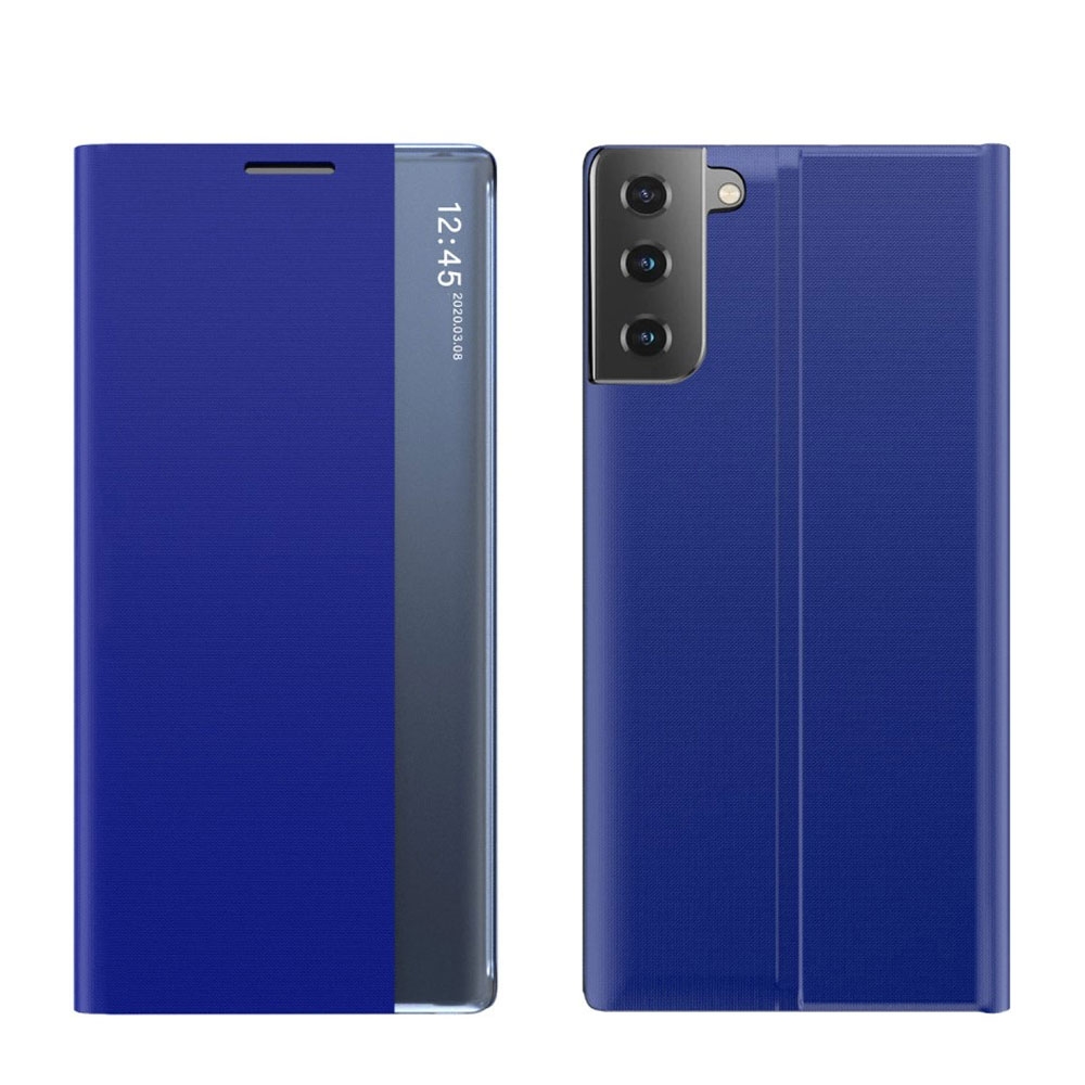 Image of Samsung Galaxy S21 5G Stoff Tasche Smart View Flip Cover - Blau bei Apfelkiste.ch