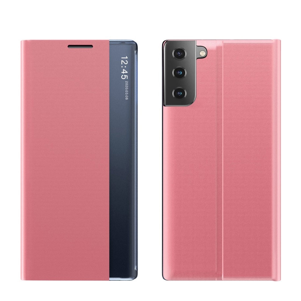 Image of Samsung Galaxy S21 5G Stoff Tasche Smart View Flip Cover - Pink bei Apfelkiste.ch