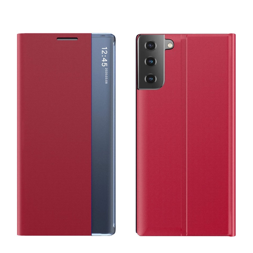 Image of Samsung Galaxy S21 5G Stoff Tasche Smart View Flip Cover - Rot bei Apfelkiste.ch