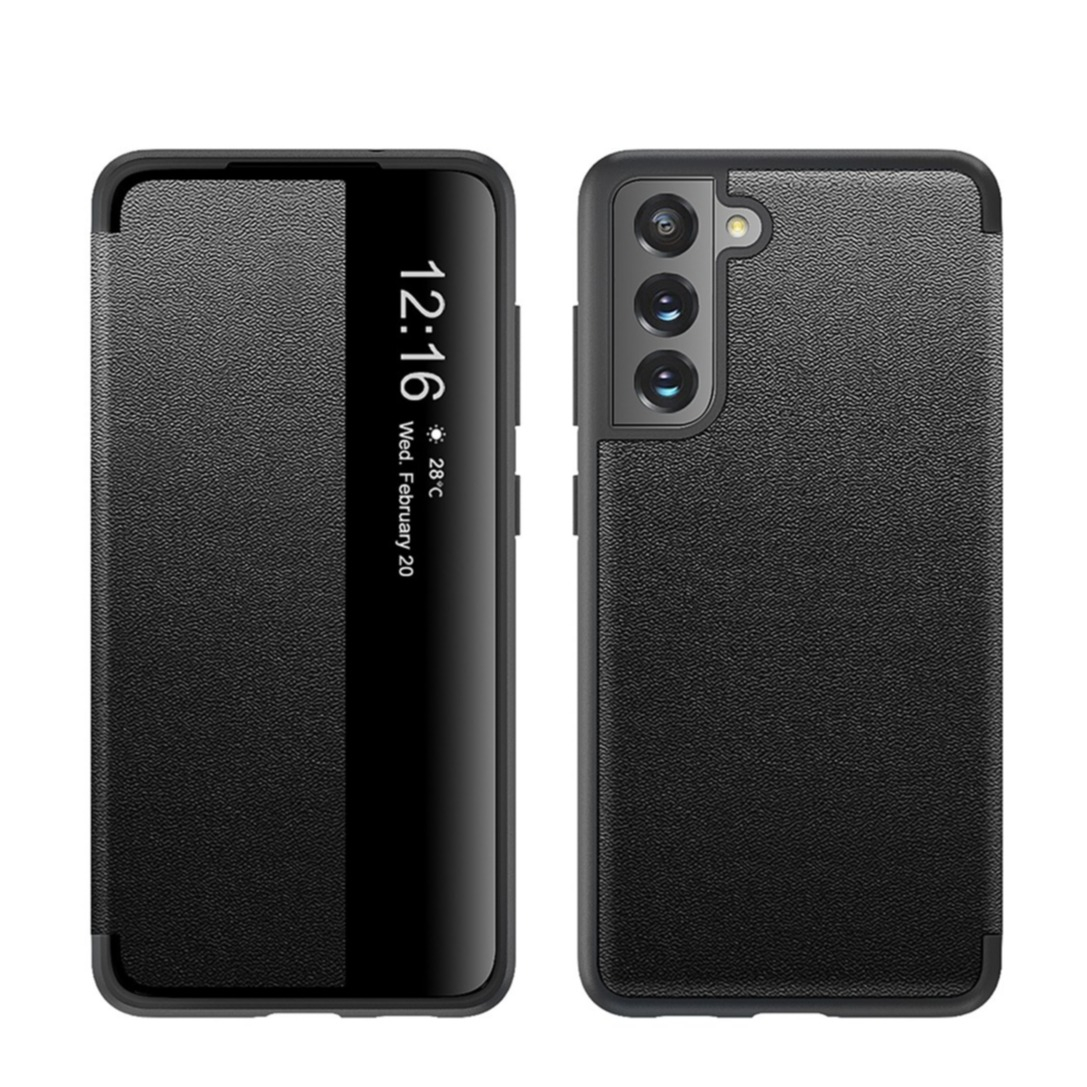 Image of Samsung Galaxy S21 FE 5G Leder Hülle Slim Window View Flip Case - Schwarz bei Apfelkiste.ch