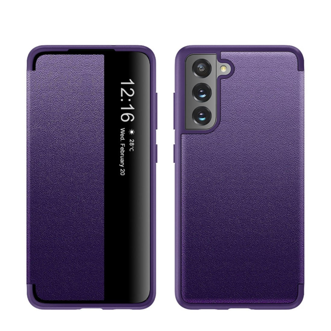 Image of Samsung Galaxy S21 FE 5G Leder Hülle Slim Window View Flip Case - Violett bei Apfelkiste.ch
