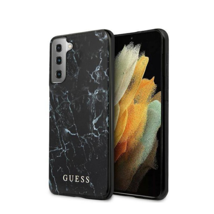 Image of Guess - Samsung Galaxy S21+ Plus 5G Hardcase Hülle Marble (GUHCS21MPCUMABK) - Schwarz bei Apfelkiste.ch