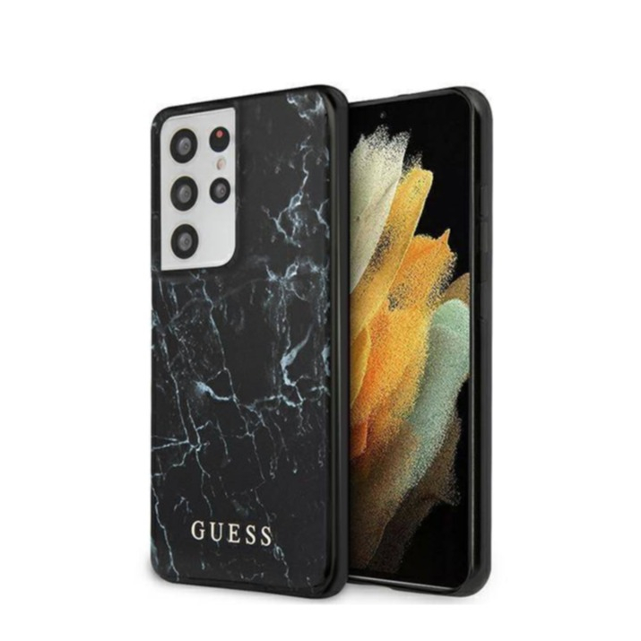 Image of Guess - Samsung Galaxy S21 Ultra 5G Hardcase Hülle Marble (GUHCS21LPCUMABK) - Schwarz bei Apfelkiste.ch