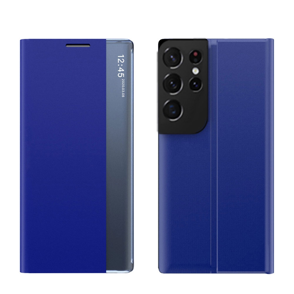 Image of Samsung Galaxy S21 Ultra 5G Stoff Tasche Smart View Flip Cover - Blau bei Apfelkiste.ch