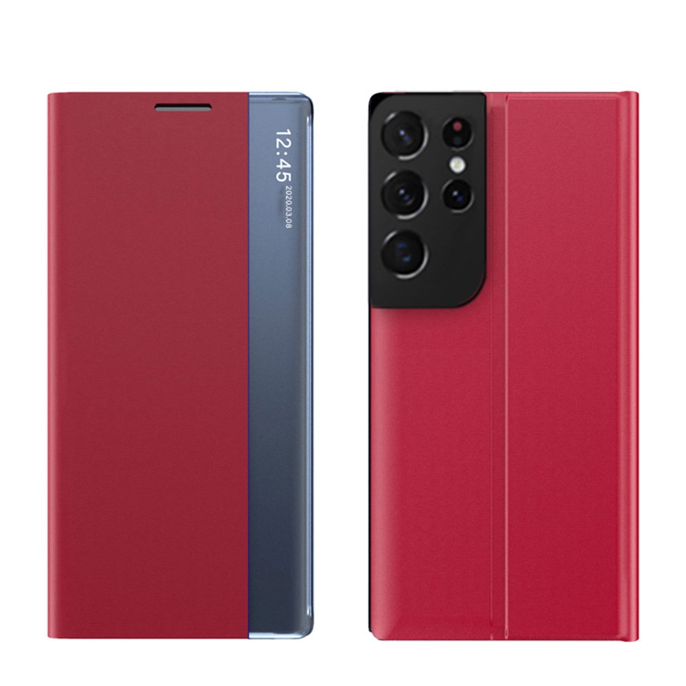 Image of Samsung Galaxy S21 Ultra 5G Stoff Tasche Smart View Flip Cover - Rot bei Apfelkiste.ch