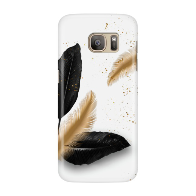 Image of Samsung Galaxy S7 Edge Hardcase Schutzhülle Feder Design - Gold / Schwarz bei Apfelkiste.ch