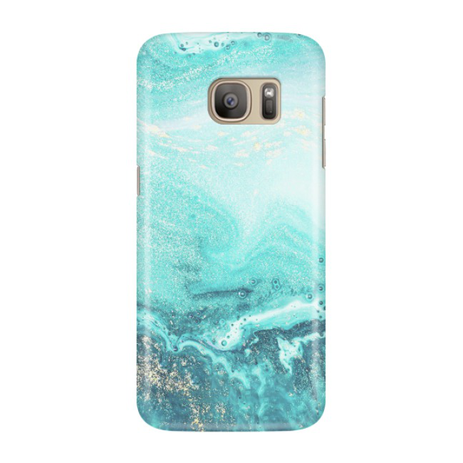 Image of Samsung Galaxy S7 Edge Hardcase Schutzhülle Marmor Marble Glitzer - Türkis / Gold bei Apfelkiste.ch