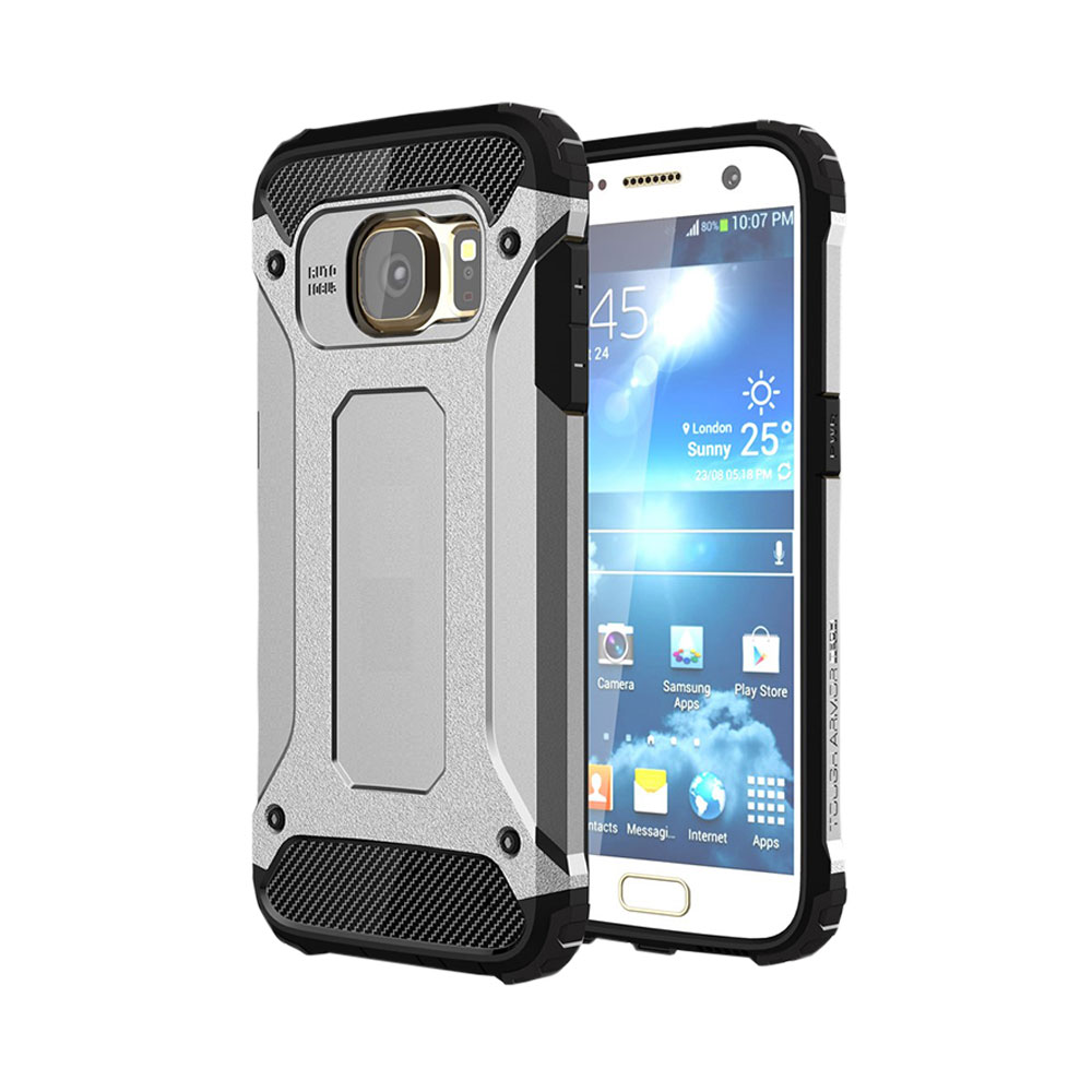 Image of Samsung Galaxy S7 Hybrid Hardcase Hülle Slim Design - Silber / Schwarz bei Apfelkiste.ch