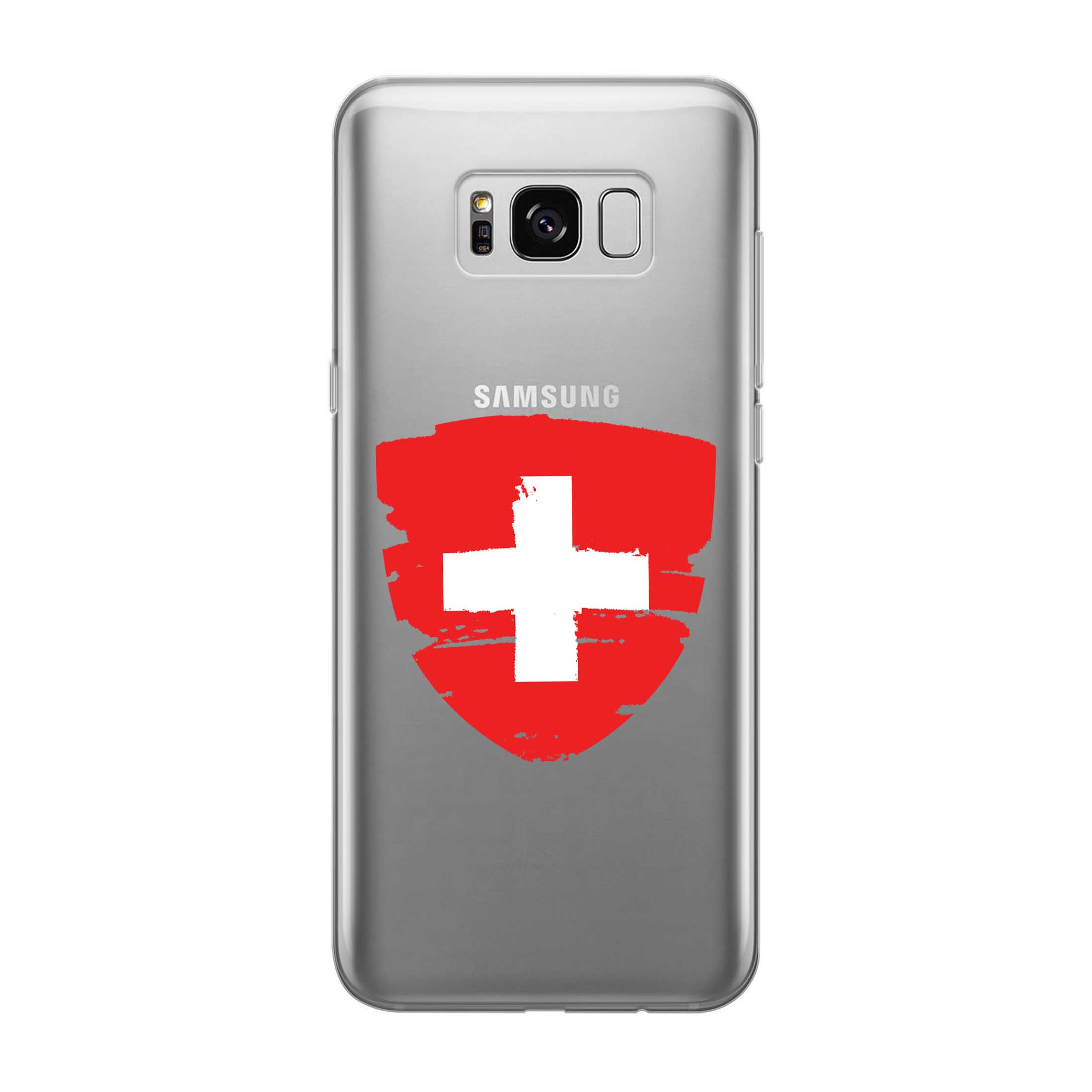 Image of Samsung Galaxy S8 Gummi Schutzhülle Schweizer Kreuz Vintage - Transparent / Rot bei Apfelkiste.ch