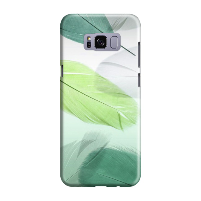 Samsung Galaxy S8 Hardcase Schutzhülle Federn - Grün / Weiss
