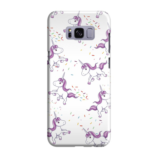 Samsung Galaxy S8 Hardcase Schutzhülle Süsse Einhörner - Weiss / Lila