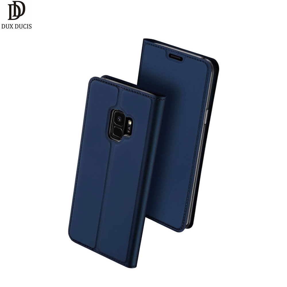 Samsung Galaxy S9 Flip Wallet Cover Leder Tasche - Blau