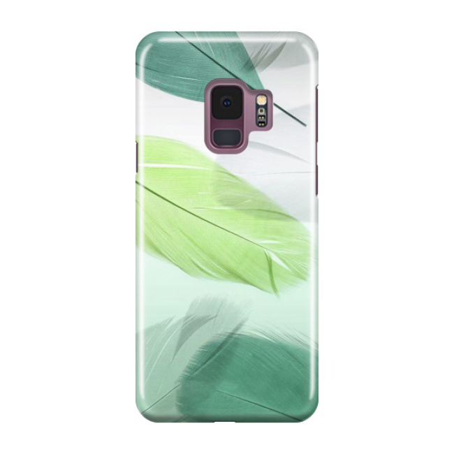 Samsung Galaxy S9 Hardcase Schutzhülle Federn - Grün / Weiss