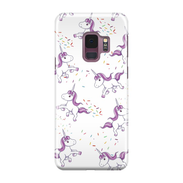 Samsung Galaxy S9 Hardcase Schutzhülle Süsse Einhörner - Weiss / Lila