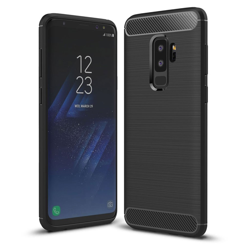 Image of Samsung Galaxy S9+ Plus Gummi Case Schutzhülle Carbon Look - Schwarz bei Apfelkiste.ch