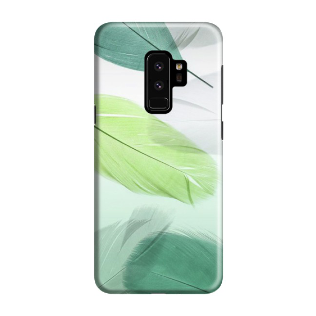 Samsung Galaxy S9 Plus Hardcase Schutzhülle Federn - Grün / Weiss