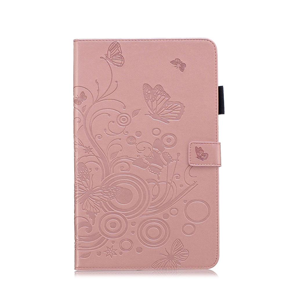 Image of Samsung Galaxy Tab A 10.1 (2019) Leder Tasche Flip Cover Schmetterlinge und Blumen - Roségold bei Apfelkiste.ch