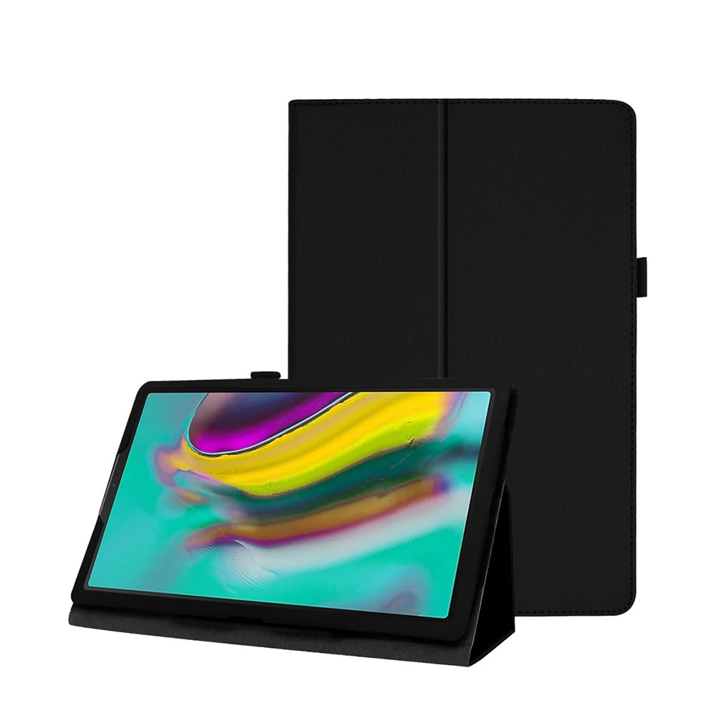 Image of Samsung Galaxy Tab A 10.1 (2019) Leder Tasche Flip Cover Litchi Look - Schwarz bei Apfelkiste.ch